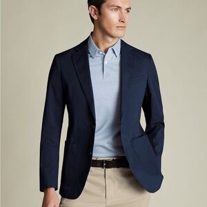 Charles Tyrwhitt Navy Blue Wool Slim Fit Jacket